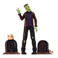 frankenstein med gravstenar 3d illustration png