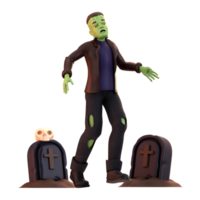 frankenstein med gravstenar 3d illustration png