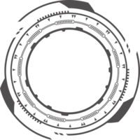 hud Technik Kreis zum Digital Technologie Spiele Design. Grafik Element zum Cyber Schnittstelle. runden ui rahmen. kreisförmig abstrakt Symbol. png