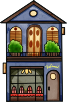 edificio ristorante acquerello png