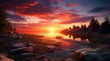 Captivating wide angle view of a magical, beautiful sunset photo