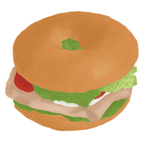 Bagel sandwich with ham cheese png