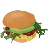 Bagel Sandwich mit Speck Käse png