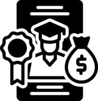 solid icon for scholarship vector