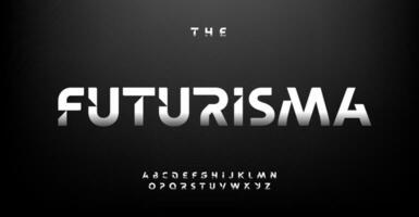 Futuristic Font with a Modern Touch, Perfect for Tech Enthusiasts. Ideal for EDM and Cyberpunk Logos. Unique Digital Typography in Contemporary Style. Vector Typeset.