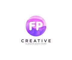 FP initial logo With Colorful Circle template vector. vector