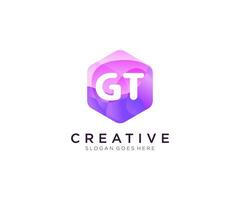 GT initial logo With Colorful Hexagon Modern Business Alphabet Logo template vector. vector