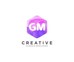 GM initial logo With Colorful Hexagon Modern Business Alphabet Logo template vector. vector