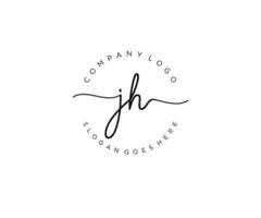 initial JH Feminine logo beauty monogram and elegant logo design, handwriting logo of initial signature, wedding, fashion, floral and botanical with creative template. vector