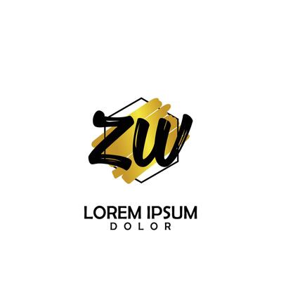 ZW Initial Brush In Circle Frame Template Design