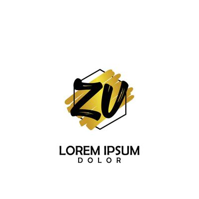 ZV Initial Brush In Circle Frame Template Design