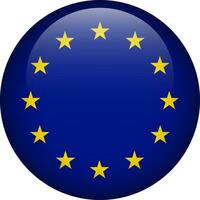 Europa flag button. Emblem of European Union. Vector flag, symbol. Colors and proportion correctly.