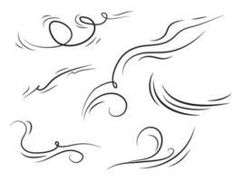 doodle wind blow, gust design isolated on white background. vector hand drawn illustration