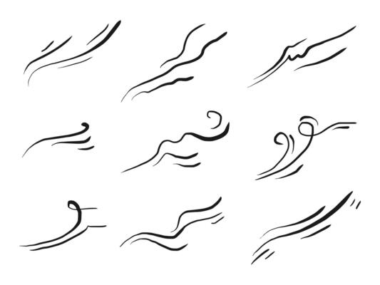 doodle wind blow, gust design isolated on white background. vector hand drawn illustration