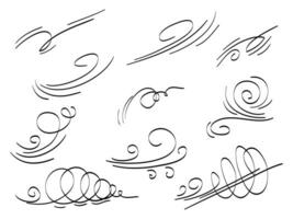 doodle wind blow, gust design isolated on white background. vector hand drawn illustration