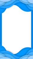blue abstract wave frame border transparent background png