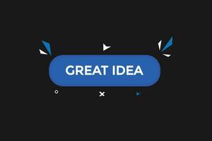 new great idea modern, website, click button, level, sign, speech, bubble  banner, vector