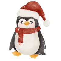 fofa pinguim Natal mão desenhado ilustração png