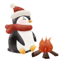 linda pingüino Navidad mano dibujado ilustración png