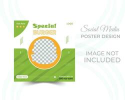 Food social media post template. Editable square banner template for food ads vector