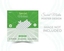 Food social media post template. Editable square banner template for food ads vector