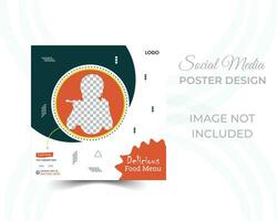 Food social media post template. Editable square banner template for food ads vector