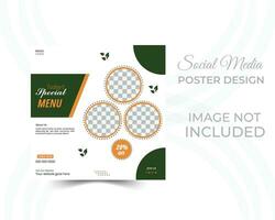 Food social media post template. Editable square banner template for food ads vector