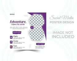 Editable template post for social media ad. web banner ads for travel promotion. vector