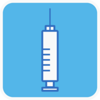 hypodermic syringe flat icon in blue square. png