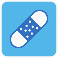 medicinal plaster flat icon in blue square. png