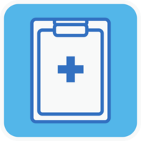 medical report flat icon in blue square. png