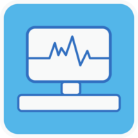 electrocardiogram flat icon in blue square. png
