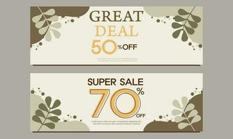 great deal horizontal banner template with floral and flower ornament vector