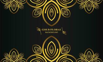 elegant gold floral background with floral and leaf ornament vector