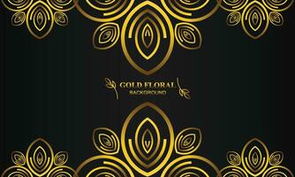 elegant gold floral background with floral and leaf ornament vector