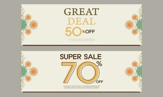 great deal horizontal banner template with floral and flower ornament vector