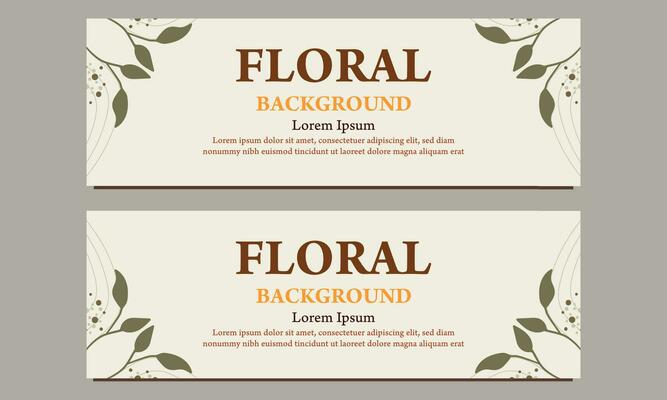 natural horizontal banner template with floral and flower ornament