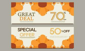 great deal horizontal banner template with floral and flower ornament vector