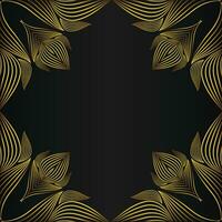 beautiful gold floral frame on black background vector