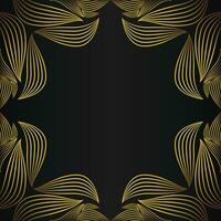 square frame with beautiful gold floral decoration on black background vector