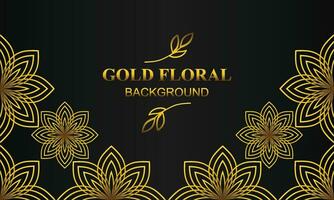 beautiful elegant gold floral background with floral and leaf ornament vector