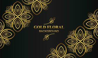 elegant gold floral background with floral and leaf ornament vector