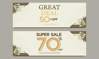 great deal horizontal banner template with floral and flower ornament vector