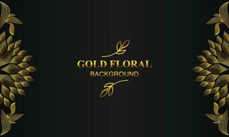 beautiful gold floral background with floral, flower and leaf ornament vector