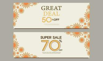 great deal horizontal banner template with floral and flower ornament vector