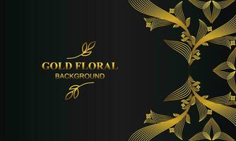 elegant gold floral background with floral and leaf ornament vector