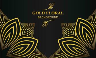 beautiful gold floral background with floral, flower and leaf ornament vector