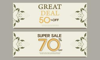 great deal horizontal banner template with floral and flower ornament vector