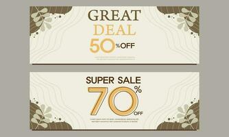 great deal horizontal banner template with floral and flower ornament vector