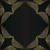 square frame with beautiful gold floral decoration on black background vector